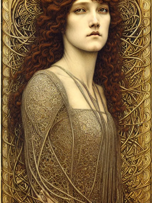 Image similar to detailed realistic beautiful young medieval queen face portrait by jean delville, gustave dore and marco mazzoni, art nouveau, symbolist, visionary, gothic, pre - raphaelite. horizontal symmetry