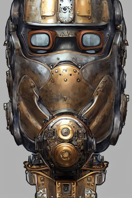 Image similar to steampunk helmet fantasy art mask robot ninja stylized digital illustration sharp focus, elegant intricate digital painting artstation concept art global illumination ray tracing advanced technology chaykin howard and campionpascale and cooke darwyn and davis jack