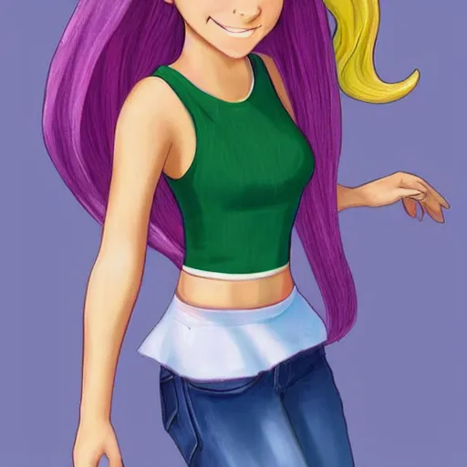 Prompt: fluttershy human version equestria girls hyperrealistic portrait