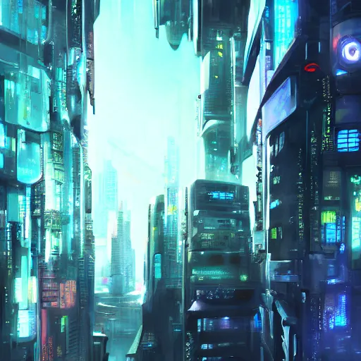 Prompt: highly detailed futuristic cyberpunk city, matte painting, from the anime film Ghost in the Shell, trending on pixiv