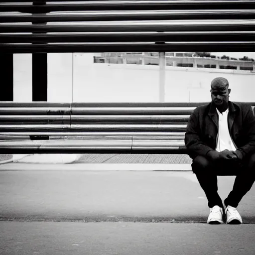 Image similar to the man waiting on bus station, he is angry because the driver didn't stop, he's tired after all day work, with many negative emotions inside his head, hyper detailed, realistic photography, 4k,