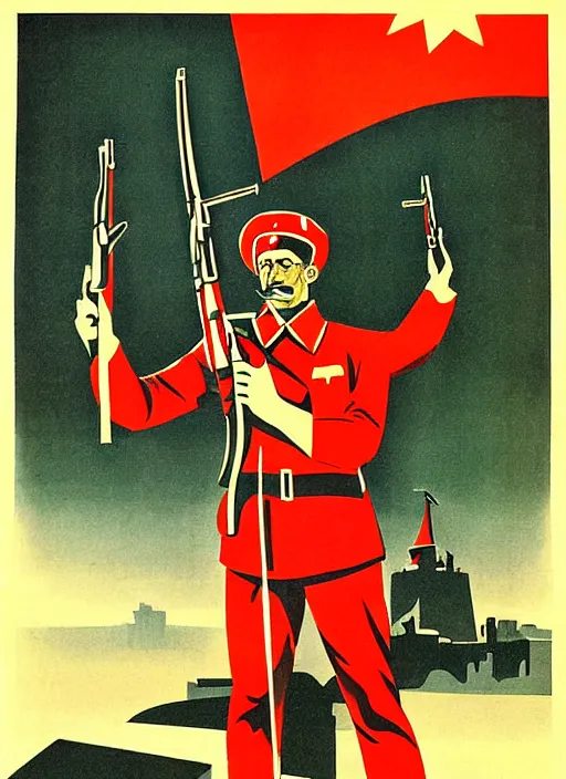 Prompt: soviet propaganda poster of a mosin - nagant, socialist realism. by alexander zelensky, viktor deni, havrylo pustoviyt