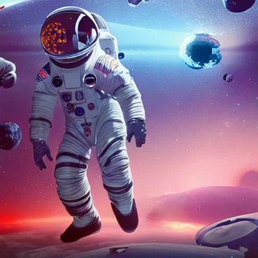 Prompt: futuristic astronauts in space, hyper realistic, digital illustration, unreal engine 6, vibrant colors, extremely detailed, concept, coherent,