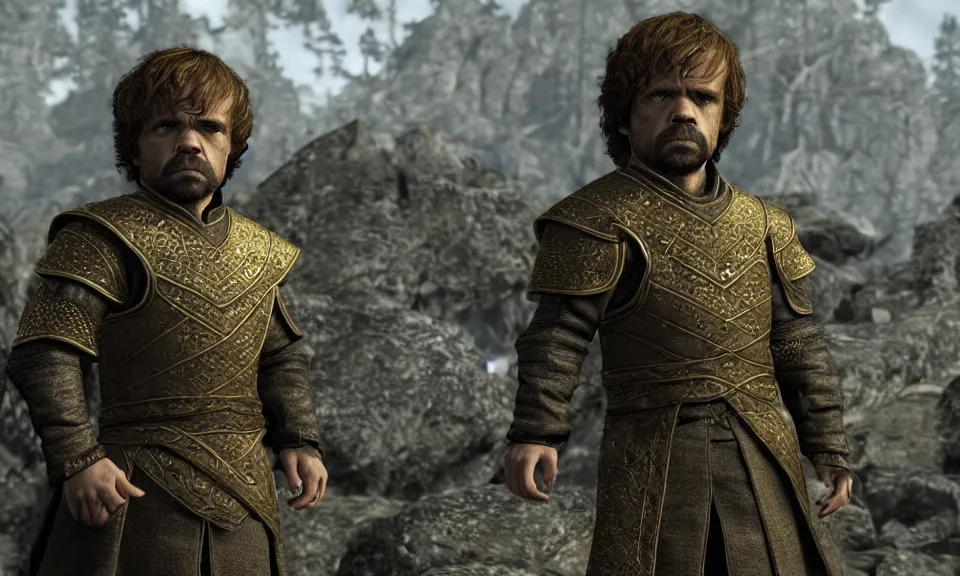 Prompt: Screenshot of Tyrion Lannister in Skyrim