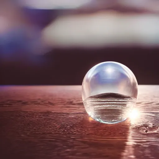 Image similar to award winning photo of a crystal sitting on beautiful wood, volumetric lighting