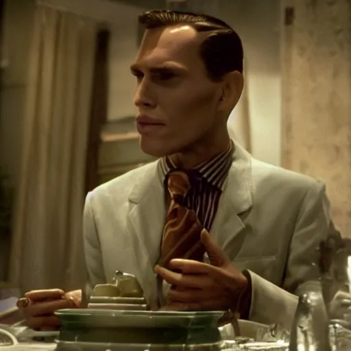 Image similar to Live Action Still of Jerma985 in Casablanca (film), real life, hyperrealistic, ultra realistic, realistic, highly detailed, epic, HD quality, 8k resolution, body and headshot, film still