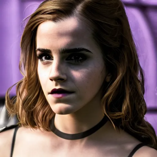 Image similar to Emma Watson as Catwoman, XF IQ4, f/1.4, ISO 200, 1/160s, 8K, Sense of Depth, color and contrast corrected, AI enhanced, HDR, in-frame