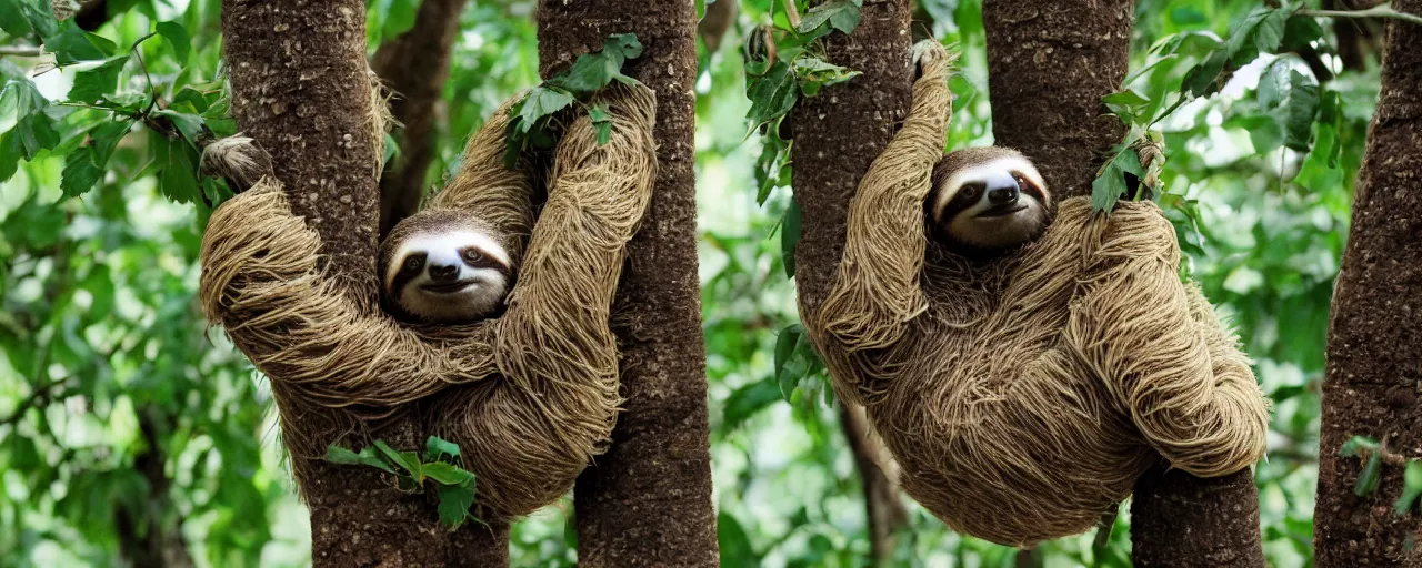 Prompt: a sloth eating spaghetti off a tree, in the style of national geographic, canon 5 0 mm, kodachrome, retro