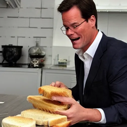 Image similar to mark rutte eating a cheese sandwich