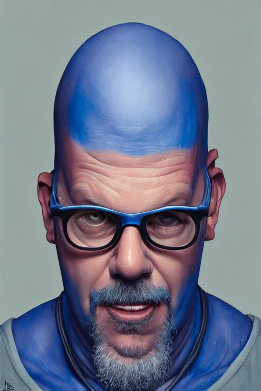 Image similar to David Cross as blue man. digital painting, artstation, concept art, smooth, sharp focus, illustration, art by artgerm and donato giancola and Joseph Christian Leyendecker, Ross Tran, WLOP