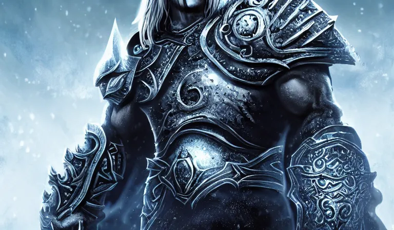 Image similar to Henry Cavill as Arthas, lich king, World of Warcraft, stylized digital art, artstation, 4k, deviantart