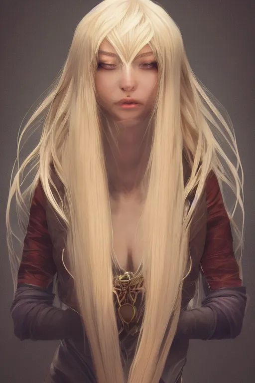 Image similar to beautiful blonde elf with ridiculously long hair which reaches the floor, made by Stanley Artgerm Lau, WLOP, Rossdraws, ArtStation, CGSociety, concept art, cgsociety, octane render, trending on artstation, artstationHD, artstationHQ, unreal engine, 4k, 8k,