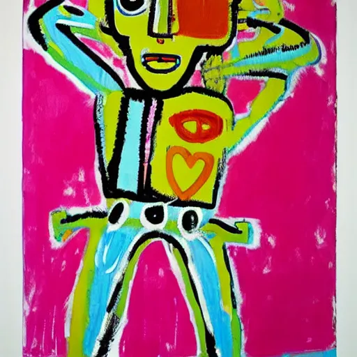 Image similar to cute anime girl, by Jean-Michel Basquiat by Jean-Claude Dubuffet