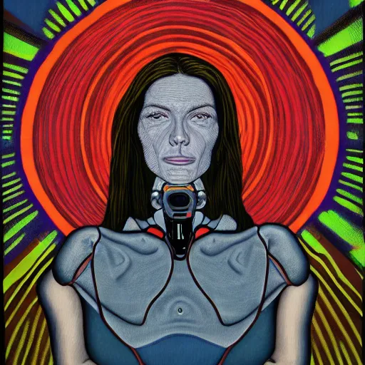 Image similar to portrait of emma wattson undergoing cybernetic mind ascension