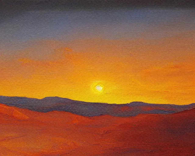 Prompt: Impressionistic painting of a sunset on mars, ultra detailed