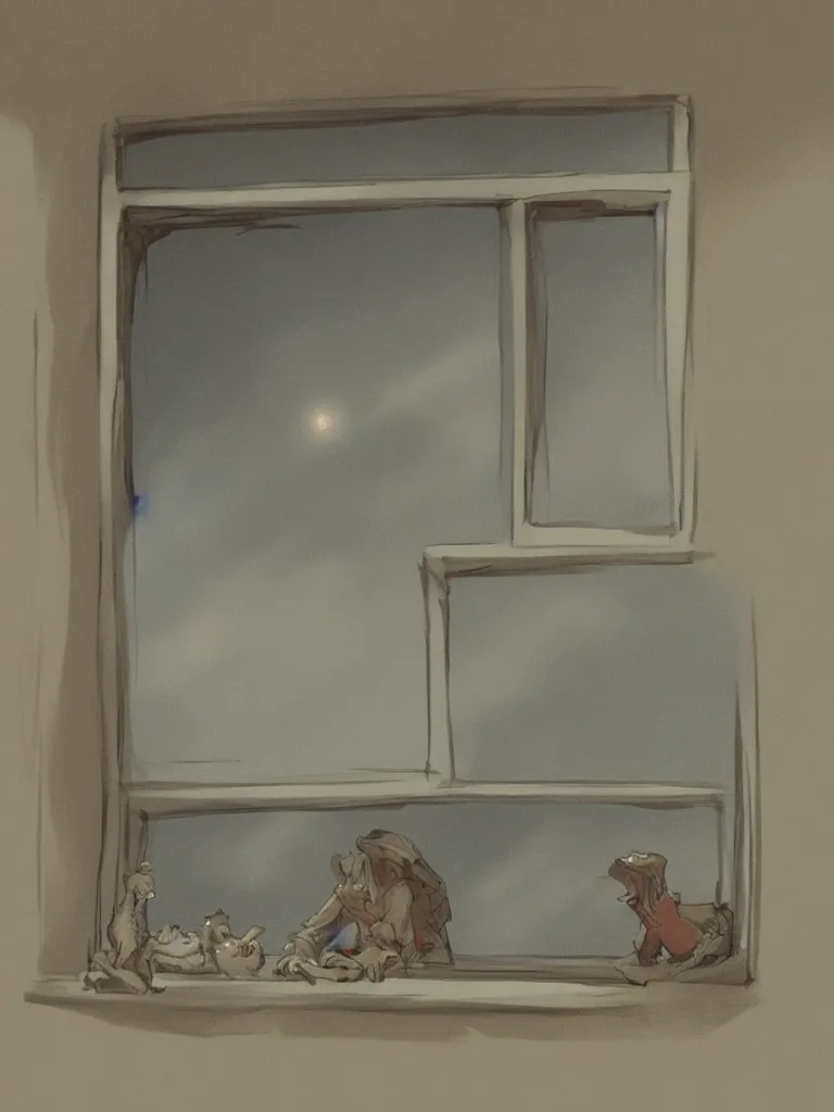 Prompt: window by disney concept artists, blunt borders, rule of thirds