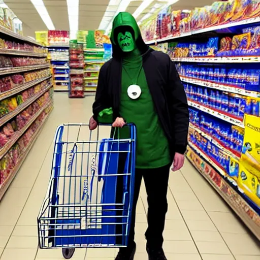 Image similar to doctor doom shopping in ALDI