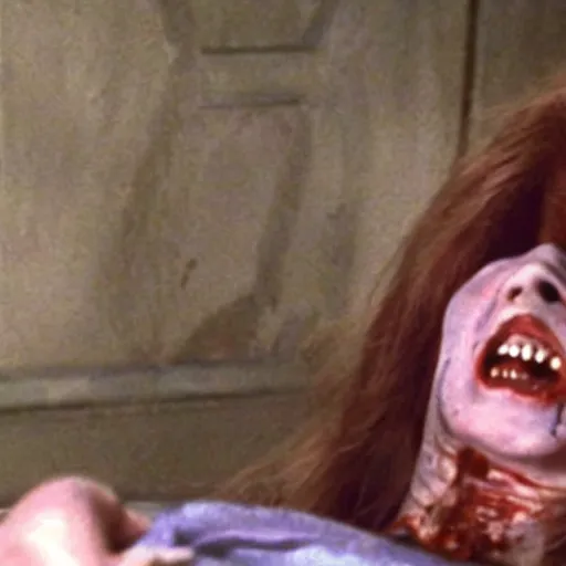 Prompt: zombie possessed linda blair in the exorcist (1973)