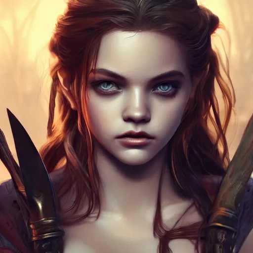 Image similar to Barbara Palvin as a Vampire Hunter, digital art, highly detailed, award winning, concept art, intricate, sharp focus, Trending on Artstation HQ, unreal engine 5, 4K UHD image