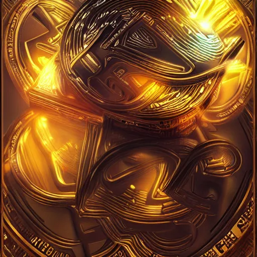 Prompt: a bitcoin art, thick golden bitcoin, hearthstone art style, epic fantasy style art, fantasy epic digital art, epic fantasy card game art