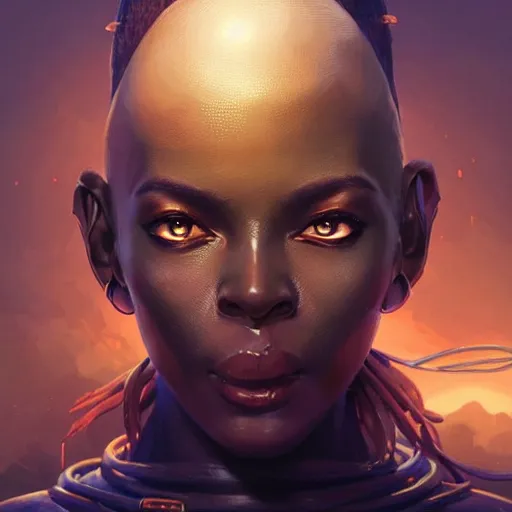 Image similar to african space pirate, science fiction, highly detailed, digital painting, beautiful eyes, symmetry, concept art, sharp focus, illustration, global illumination, radiant light, detailed and intricate environment, art by artgerm and greg rutkowski and magali villeneuve and ilya kuvshinov!