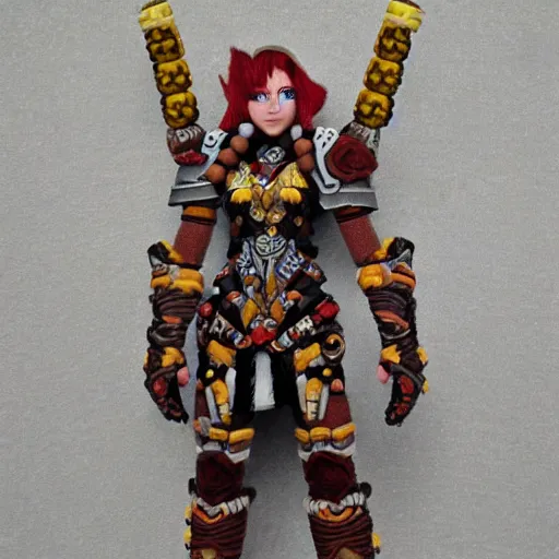 Prompt: a warrior from world of warcraft made out of beads