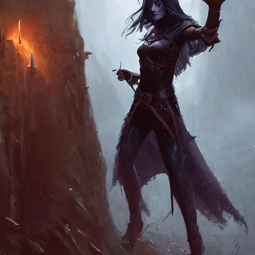 Image similar to Kate Bush as a dark elf in dnd world, epic scene, greg rutkowski