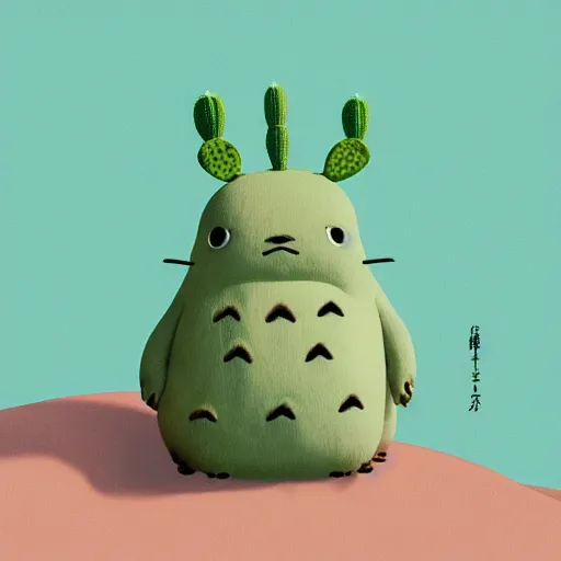 Image similar to cactus, plush, Totoro, soft render, dreamlike, pastel Ilya Kuvshinov