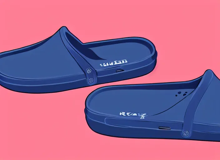 Prompt: a pair of navy blue crocs. sky blue background. clean cel shaded vector art. shutterstock. behance hd by lois van baarle, artgerm, helen huang, by makoto shinkai and ilya kuvshinov, rossdraws, illustration, art by ilya kuvshinov