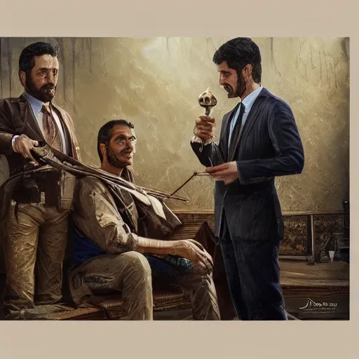 Image similar to Kurdish lawyer, award winning painting, incredibly detailed, extremely detailed, trending on artstation, extremely hyperealistic, 8k hd