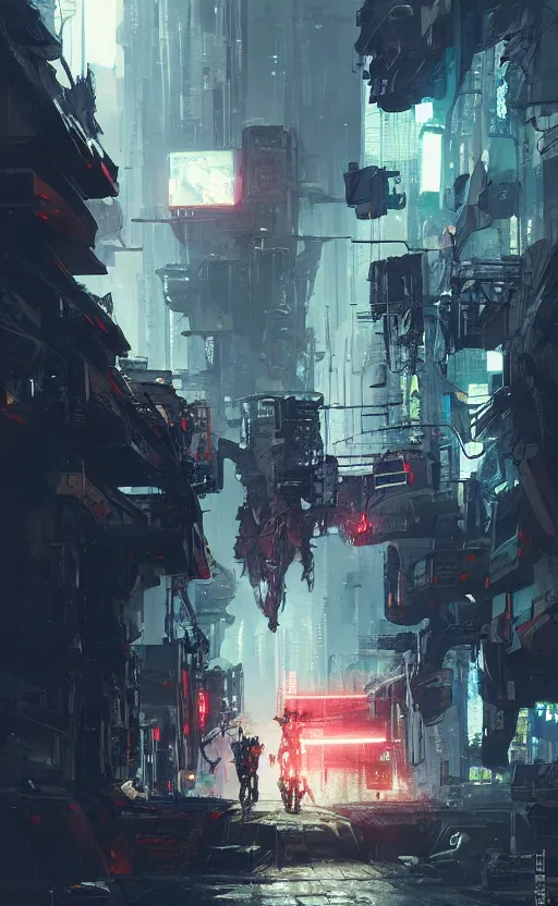 Image similar to cyberpunk samurai, crowd, cyber mech, machenic, arcane, by fortiche, by greg rutkowski, esuthio, craig mullins, wlop