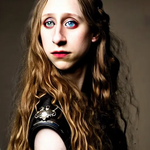 Image similar to in the style of pedro campos, beautiful taissa farmiga, steampunk, elegant pose, middle shot waist up, symmetrical face symmetrical eyes, cinematic lighting, detailed realistic eyes, short neck, insanely detailed and intricate elegant