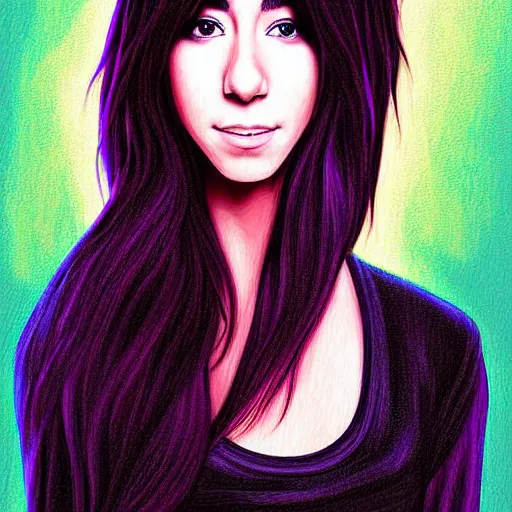 Image similar to portrait of Christina Grimmie, highly detailed, centered, solid color background, digital painting