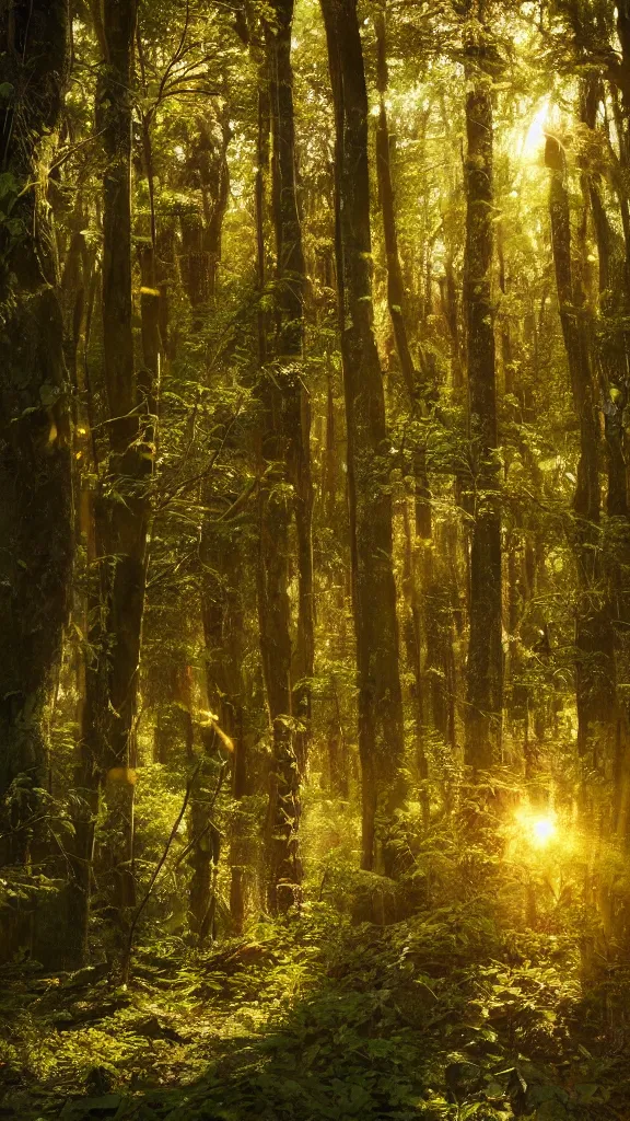 Prompt: photo of the forest, the sun through the foliage, a lot of porcini mushrooms, cinematic lighting, highly detailed