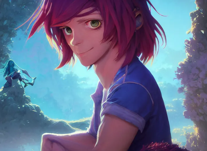 Prompt: highly detailed portrait of shaggy, in no game no life, stephen bliss, 8 k, unreal engine, fantasy art by greg rutkowski, loish, rhads, ferdinand knab, makoto shinkai and lois van baarle, ilya kuvshinov, rossdraws, tom bagshaw, global illumination, radiant light, detailed and intricate environment