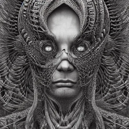 Prompt: ultra realist intricate detailed portrait, insanity accurate features, apocalyptic, very intricate details, 8 k resolution, dim lighting, artstyle zdzisław beksinski and keith thompson, by giger style, award winning