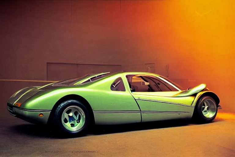 Image similar to stylized poser of a single 1973 Citroen ((McLaren F1)), thick neon lights, ektachrome photograph, volumetric lighting, f8 aperture, cinematic Eastman 5384 film