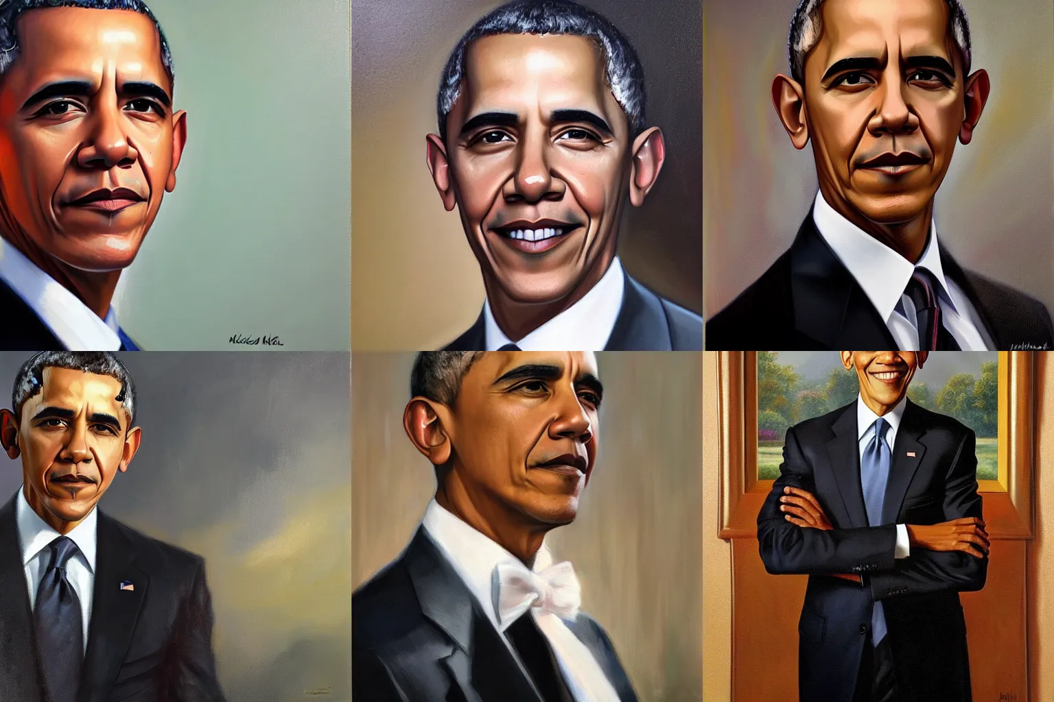 Prompt: a stunning portrait of barack obama, artwork by michael malm