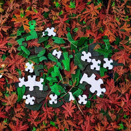 Image similar to trees with puzzle leaves