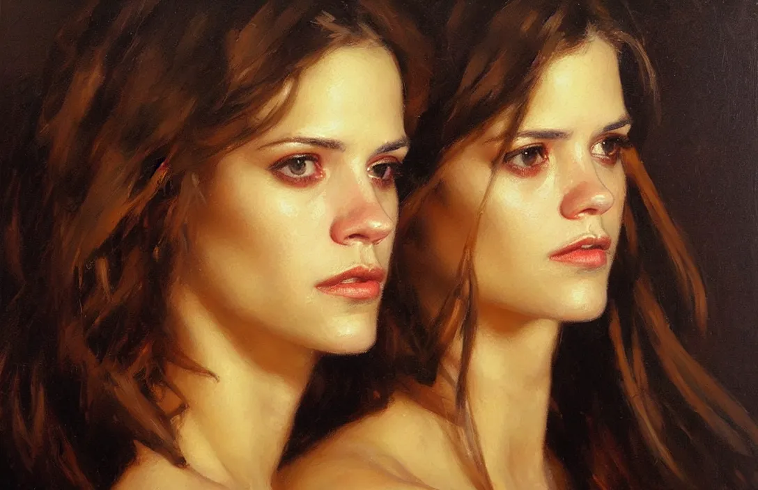 Prompt: portrait of lyndsy fonseca!!!!!!!!!!!!!!!!!!!!!!!!!!!, detailed face, detailed painting, epic lighting, by ilya repin, phil hale and kent williams