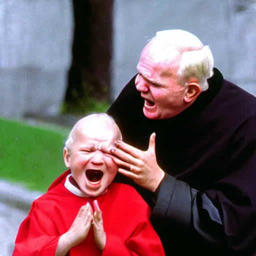 Image similar to john paul ii screaming at child