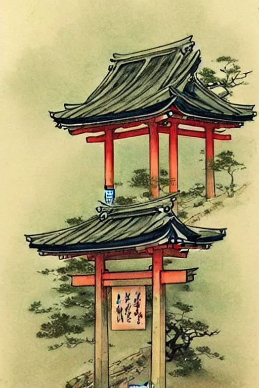 Image similar to ( ( ( ( ( 1 9 5 0 s japanese shrine. muted colors. ) ) ) ) ) by jean - baptiste monge!!!!!!!!!!!!!!!!!!!!!!!!!!!