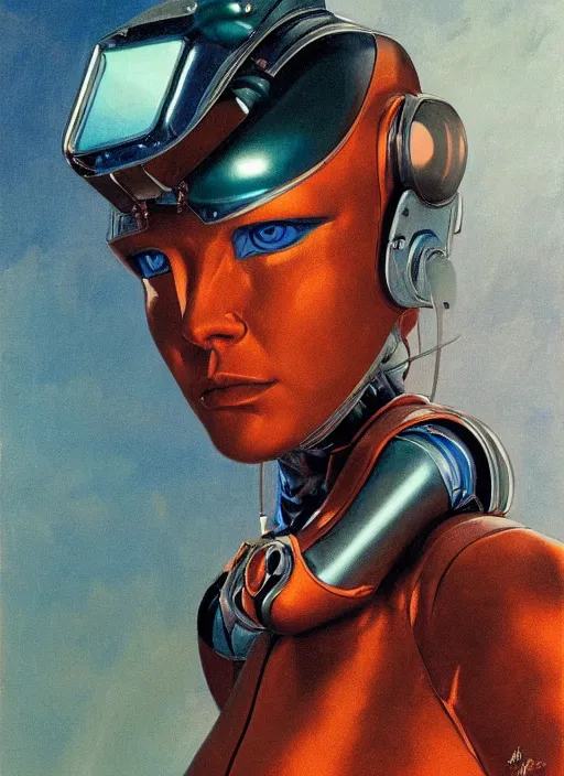 Prompt: ( ( symmetry ) ) closeup portrait of a chrome stunning cyborg girl, racer jumpsuit with shoulder pads, strong cinematic light, teal orange, viscous volumetric smoke, mist, by gerald brom, by mikhail vrubel, by peter elson, muted colors, extreme detail, trending on artstation, 8 k