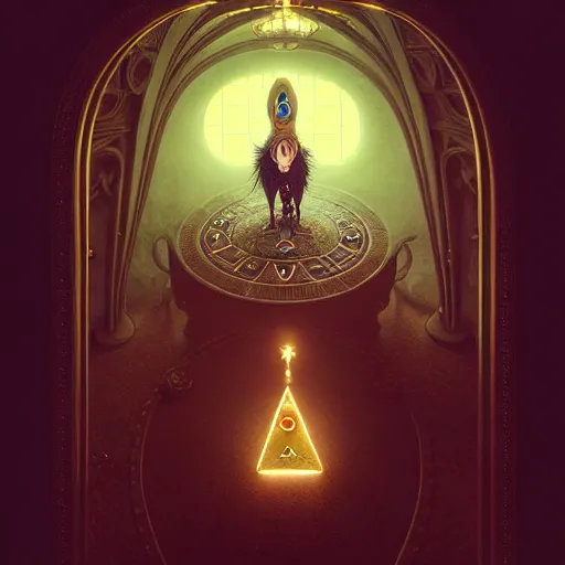 Image similar to Ouija:: by Michal Karcz, Daniel Merriam, Victo Ngai and Guillermo del toro :: ornate, dynamic, particulate, intricate, elegant, highly detailed, centered, artstation, smooth, sharp focus, octane render, 3d