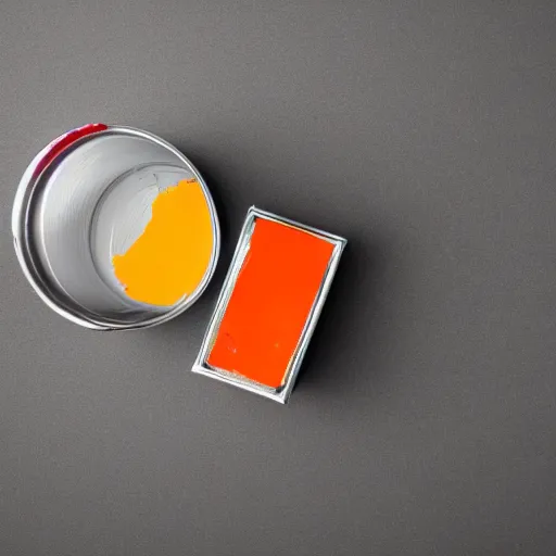 Image similar to can of paint, minimal, modern, solid colors, orange
