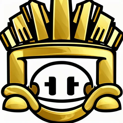 Image similar to gaming emoji concept gold armor crown style of emoji, vector art, white background, no watermark white background