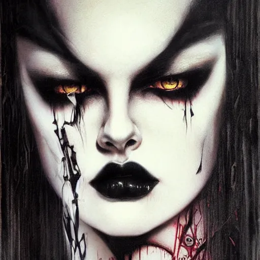 Prompt: beautiful goth girl, tension, graphic novel, charcoal art, angry, by karol bak