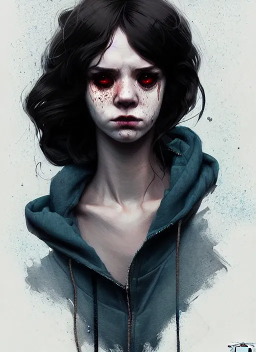 Image similar to highly detailed portrait of a the corpser, tartan hoody, photographic realistic background, ringlet hair by atey ghailan, by greg rutkowski, by greg tocchini, by james gilleard, by joe fenton, by kaethe butcher, gradient blue, black, and white color scheme, trending in pinterest, award winning details