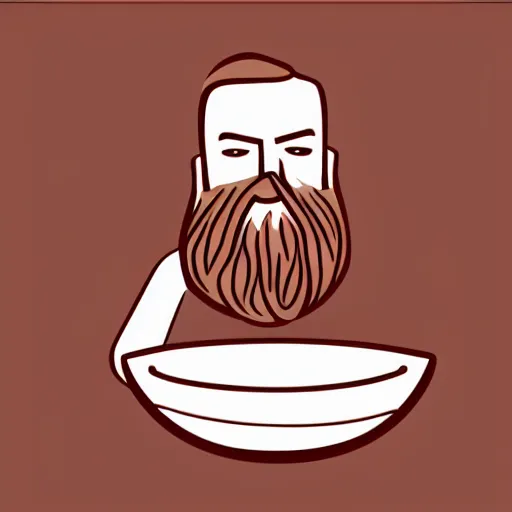 Prompt: bearded man turns bowl using woodlathe, vector art, monochromatic