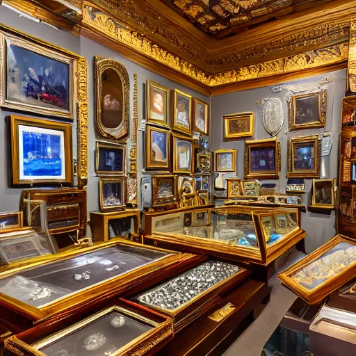 Image similar to A great display room filled with artifacts, jewels and treasures lost to time, ultra-high definition, 4K, museum quality photo